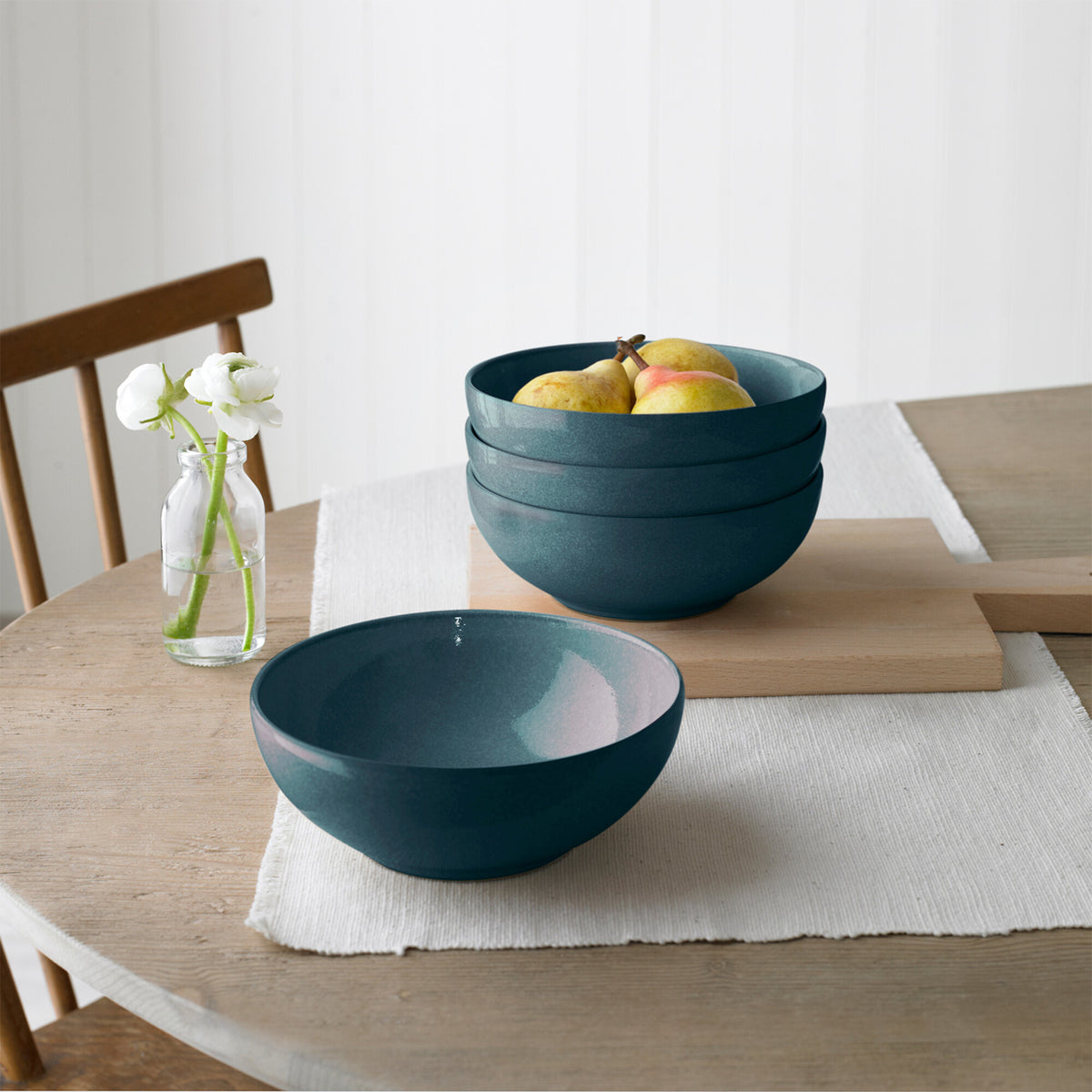 Elements Jade Dark Green Coupe Cereal Bowls - Set Of 4