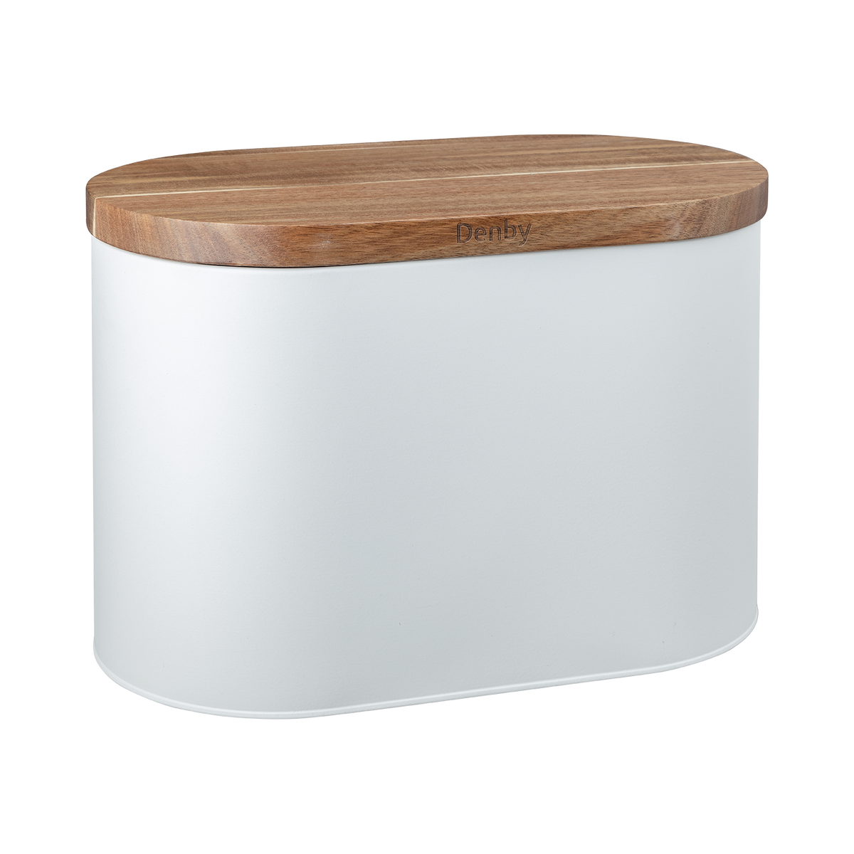 Denby White Bread Bin With Acacia Lid