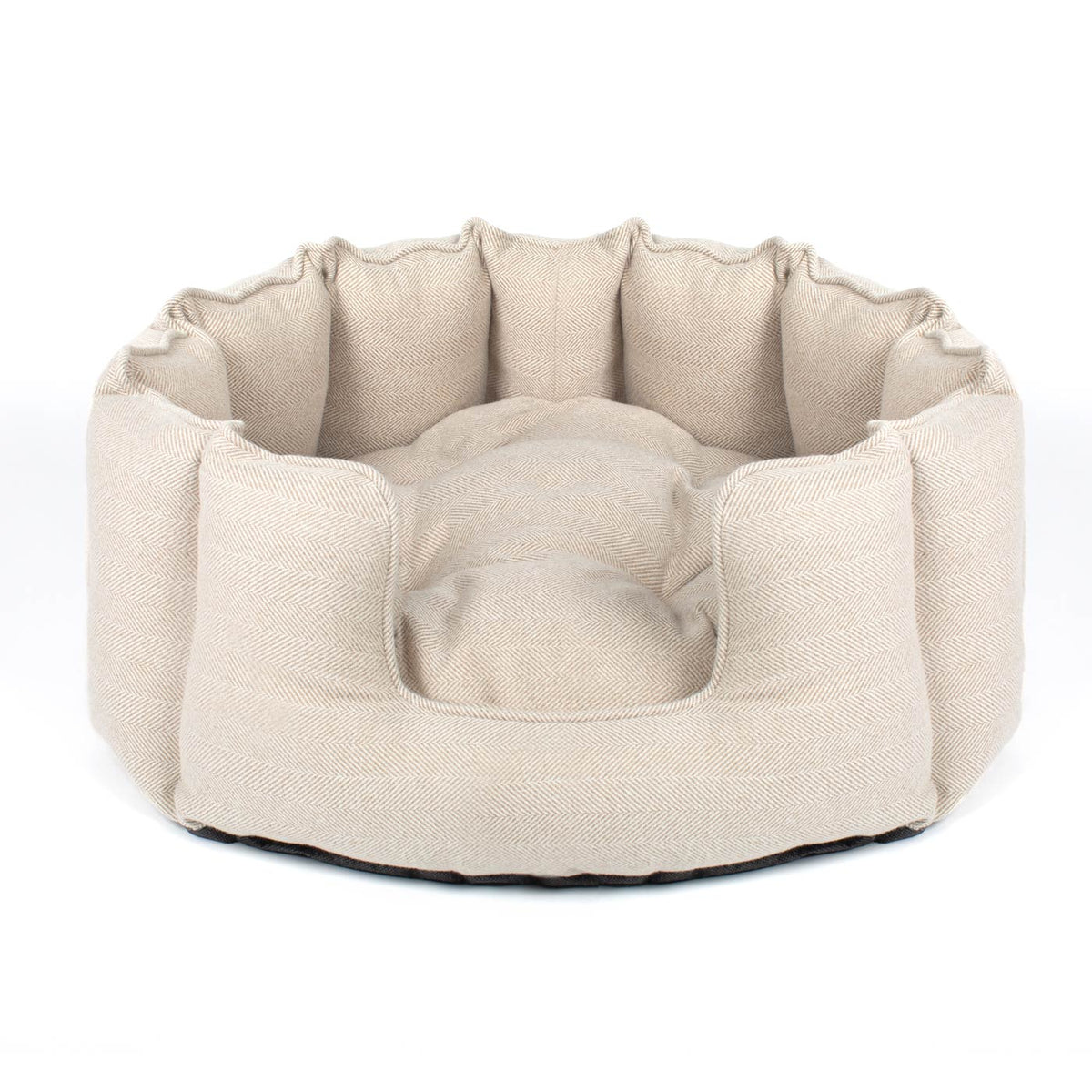 High Wall Bed For Dogs in Herringbone Tweed