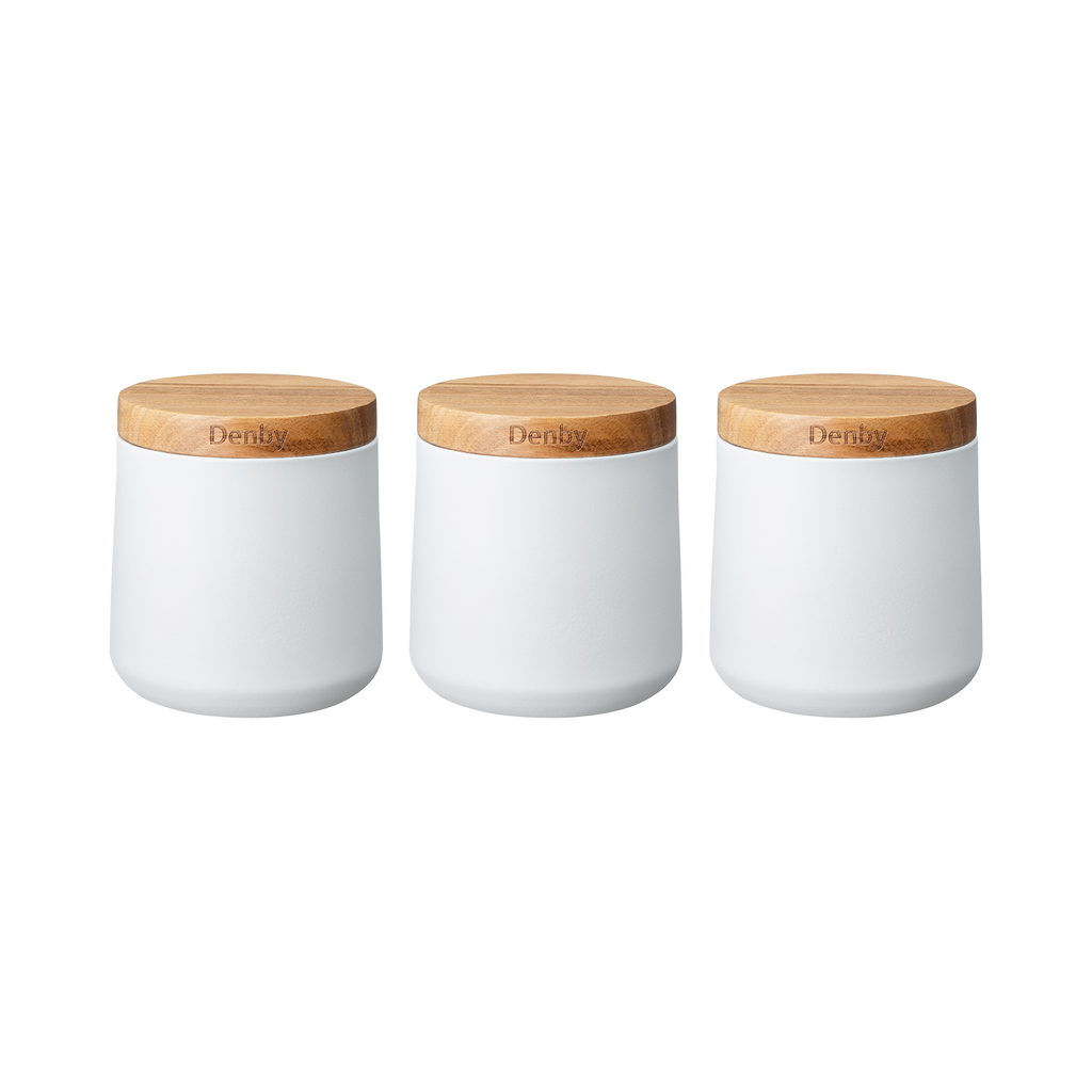 Denby Set Of 3 White Storage Canisters