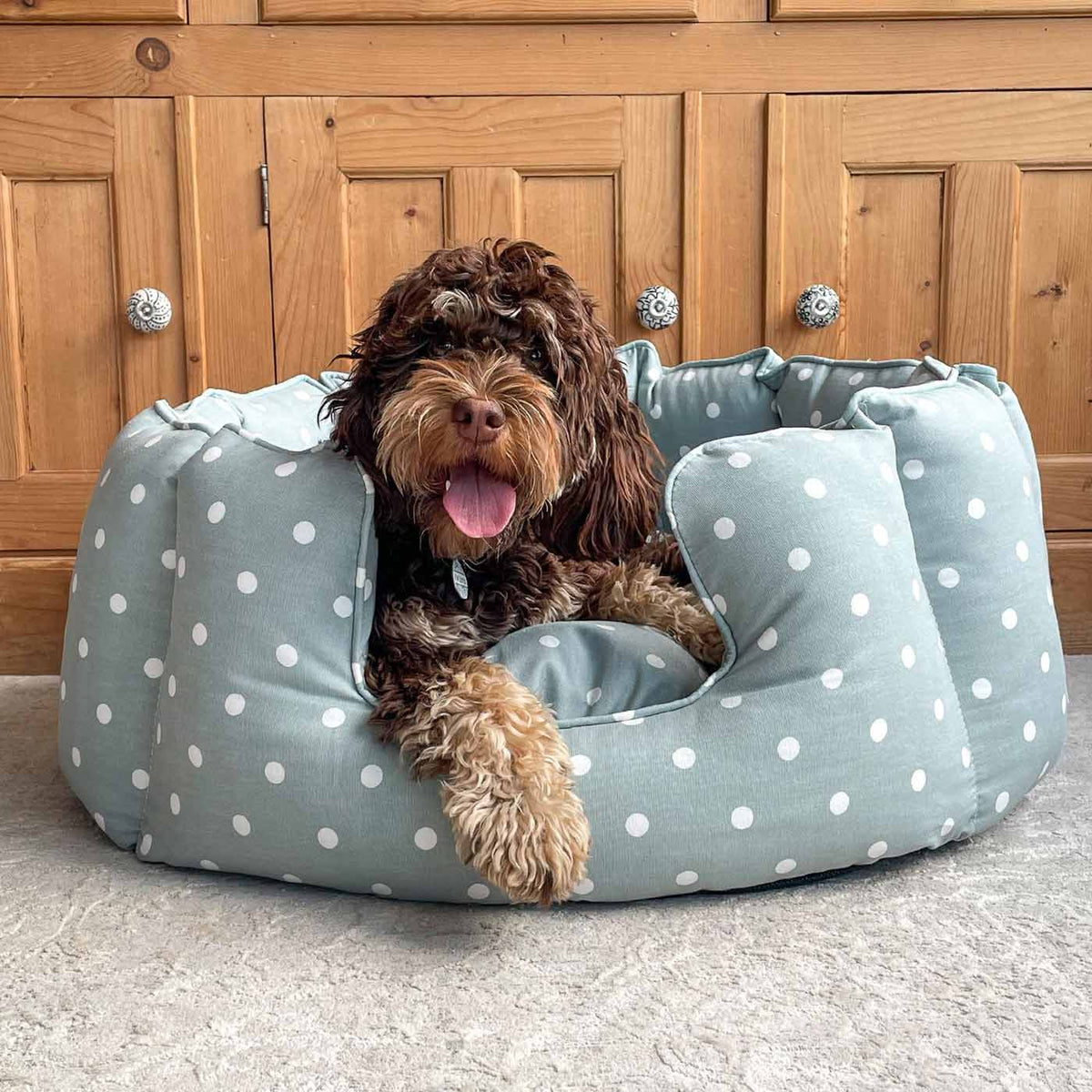 High Wall Bed For Dogs in Spots & Stripes