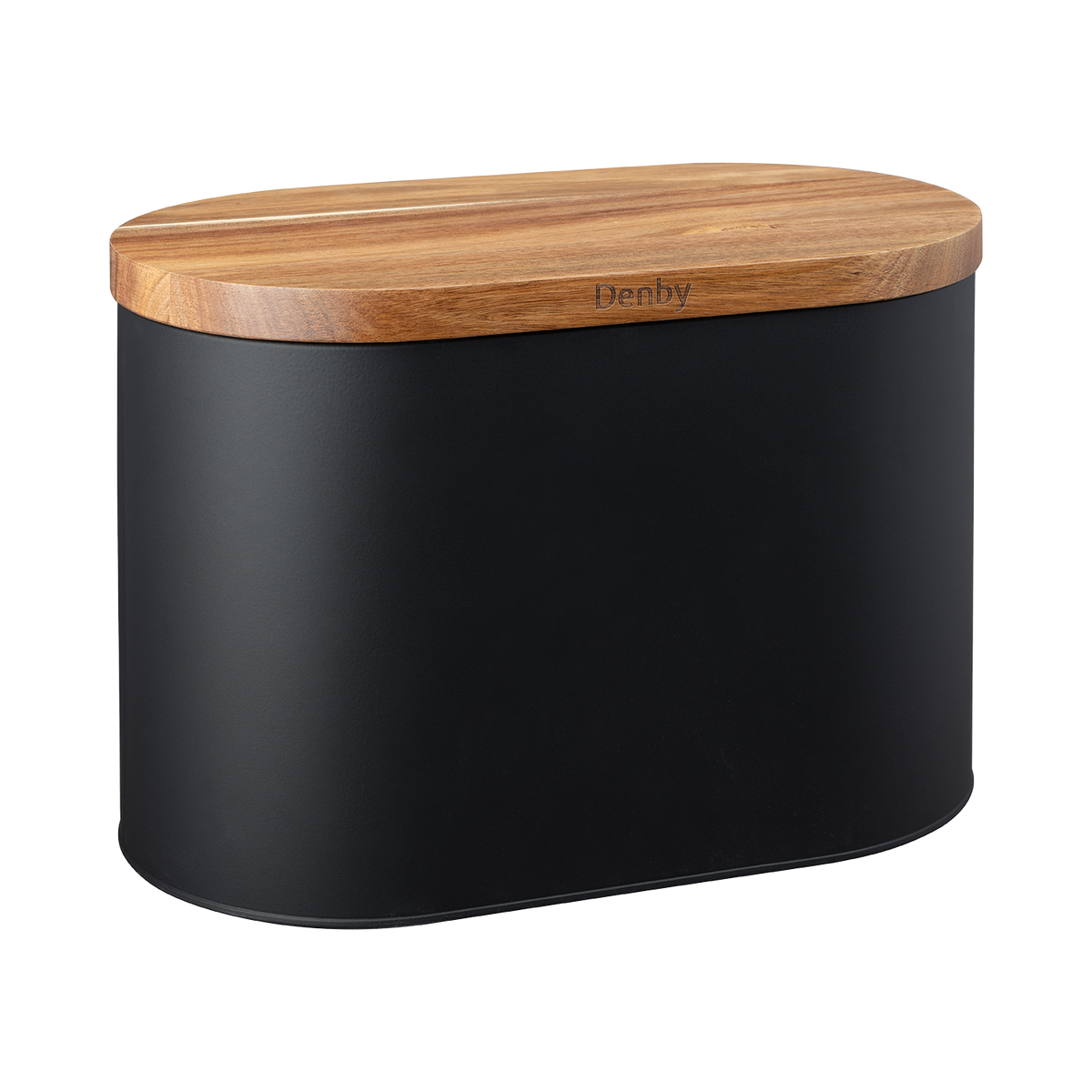 Denby Black Bread Bin With Acacia Lid