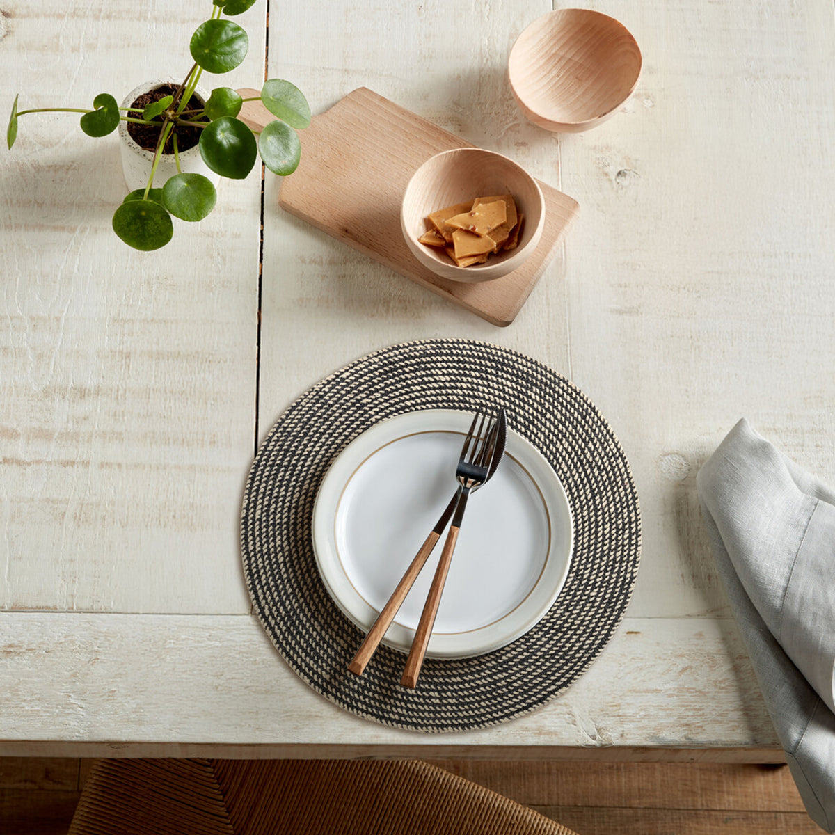 Denby Black Cotton Set Of 4 Placemats