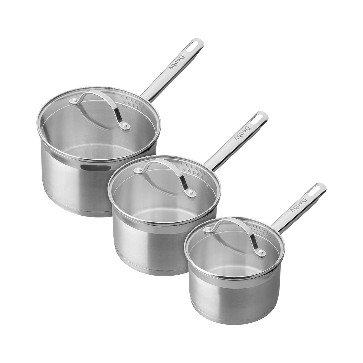 Stainless Steel 3 Piece Saucepan Set (with lids)