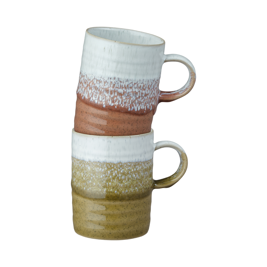Kiln Accents Ridged Mugs (Ochre & Rust) - Set Of 2