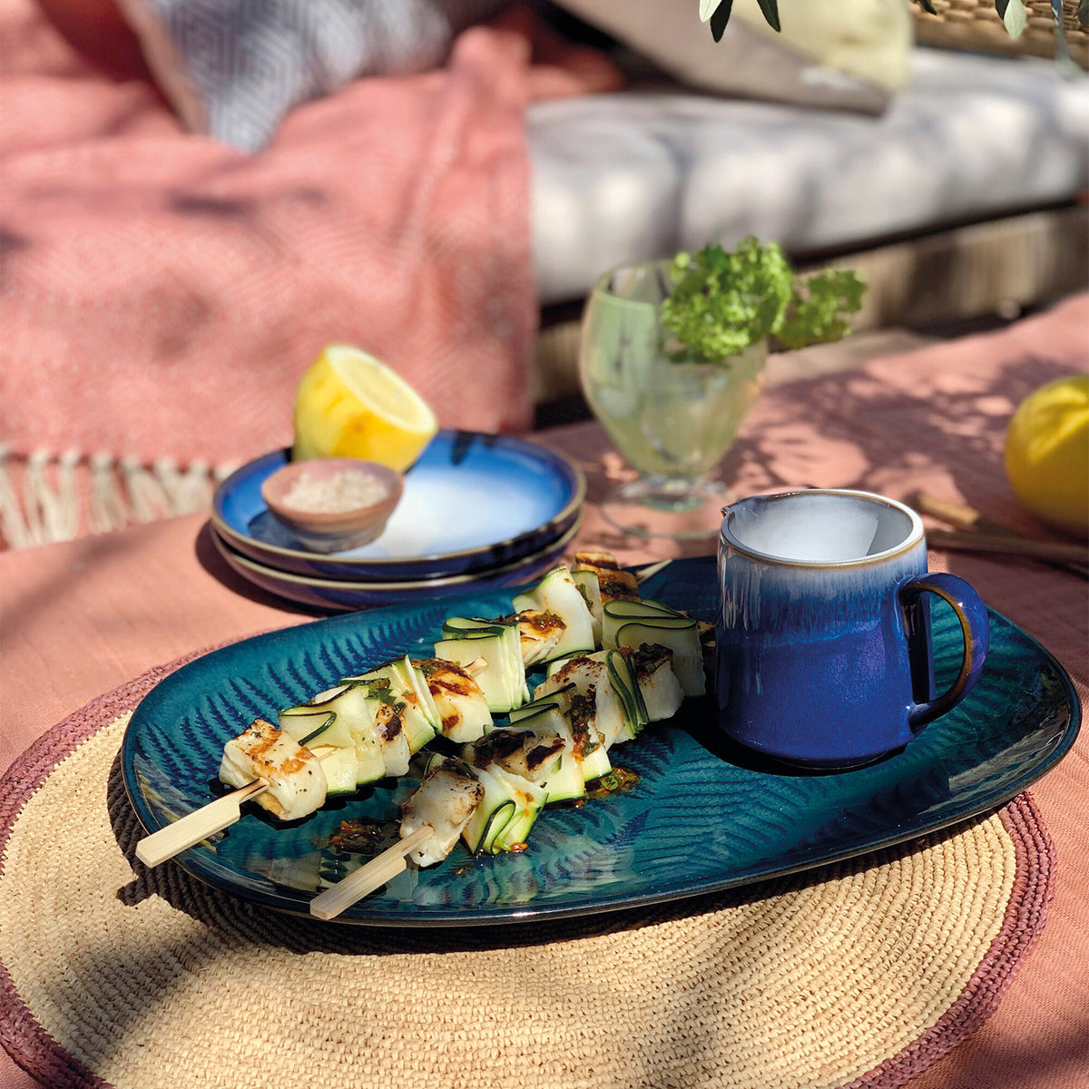 Blue Haze Coupe Medium Plates - Set Of 4
