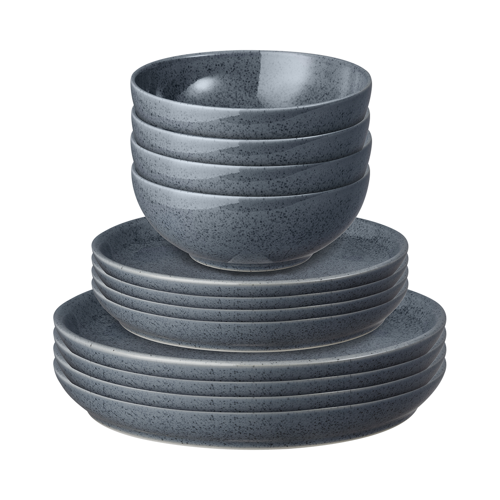 Dark Grey Speckle 12 Piece Dinner Set