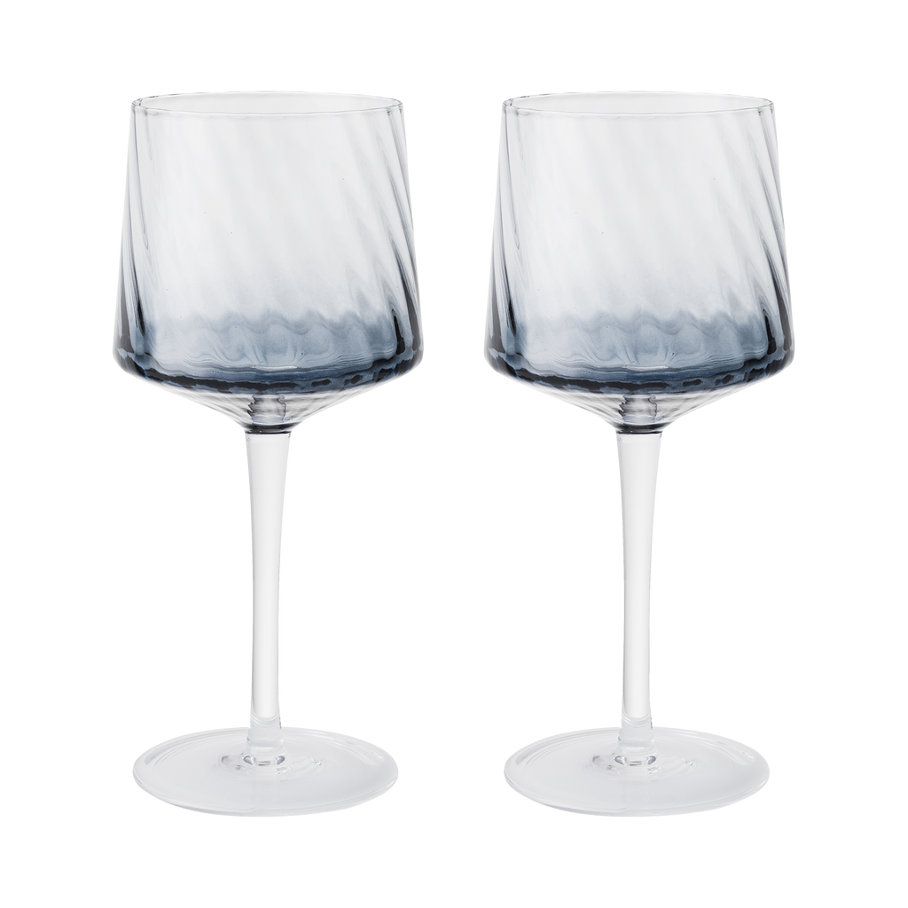 Contemporary Fluted Blue Gin Glass - Set Of 2