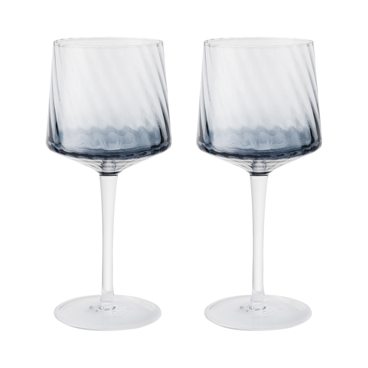 Contemporary Fluted Blue Gin Glass - Set Of 2