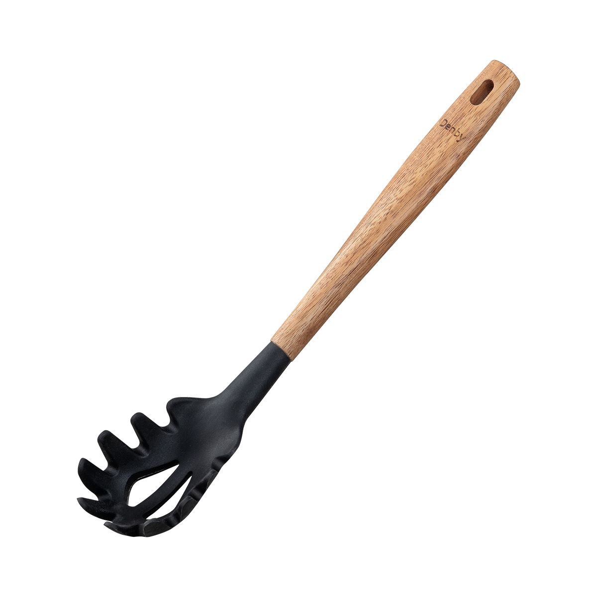 Acacia & Silicone Spaghetti Server Black