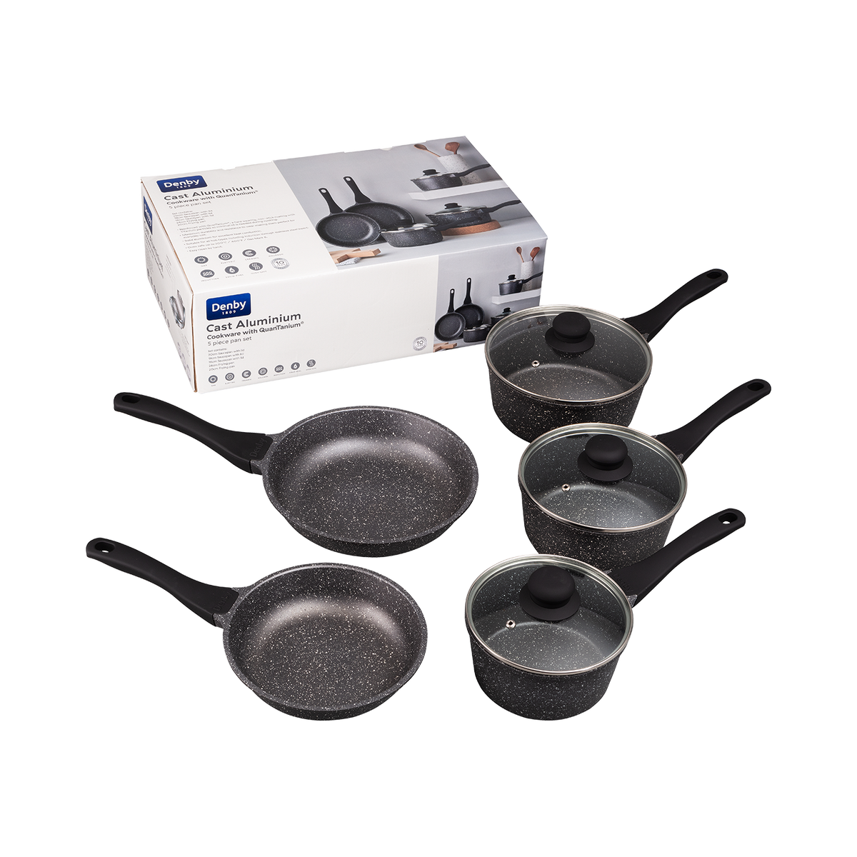 Granite Effect Cast Aluminium 5 Piece Pan Set