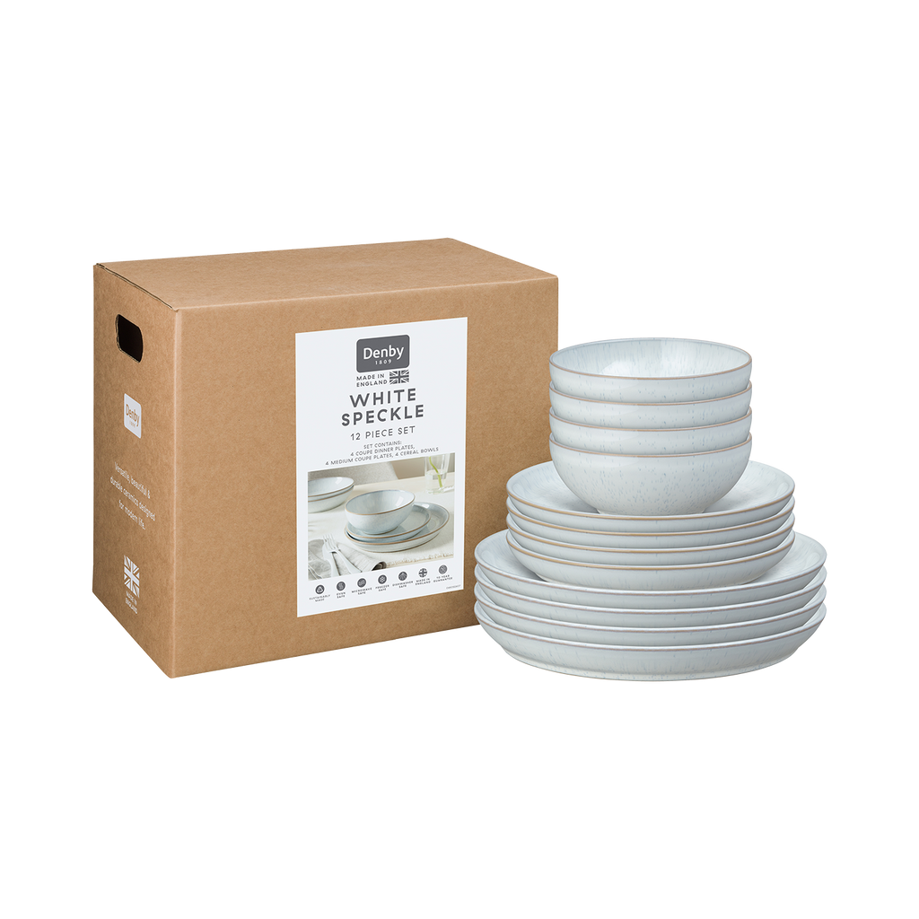 White Speckle 12 Piece Dinner Set