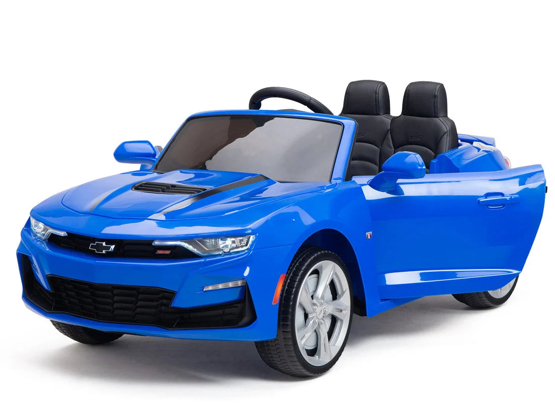 12V Chevrolet Camaro 2SS Kids Ride On One Seater Electric Car with Leather Seat, Rubber Tires and RC