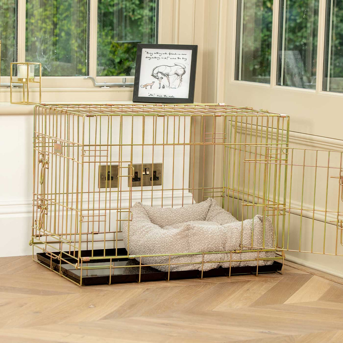Cozy & Calming Puppy Cage Bed In Mink Boucl