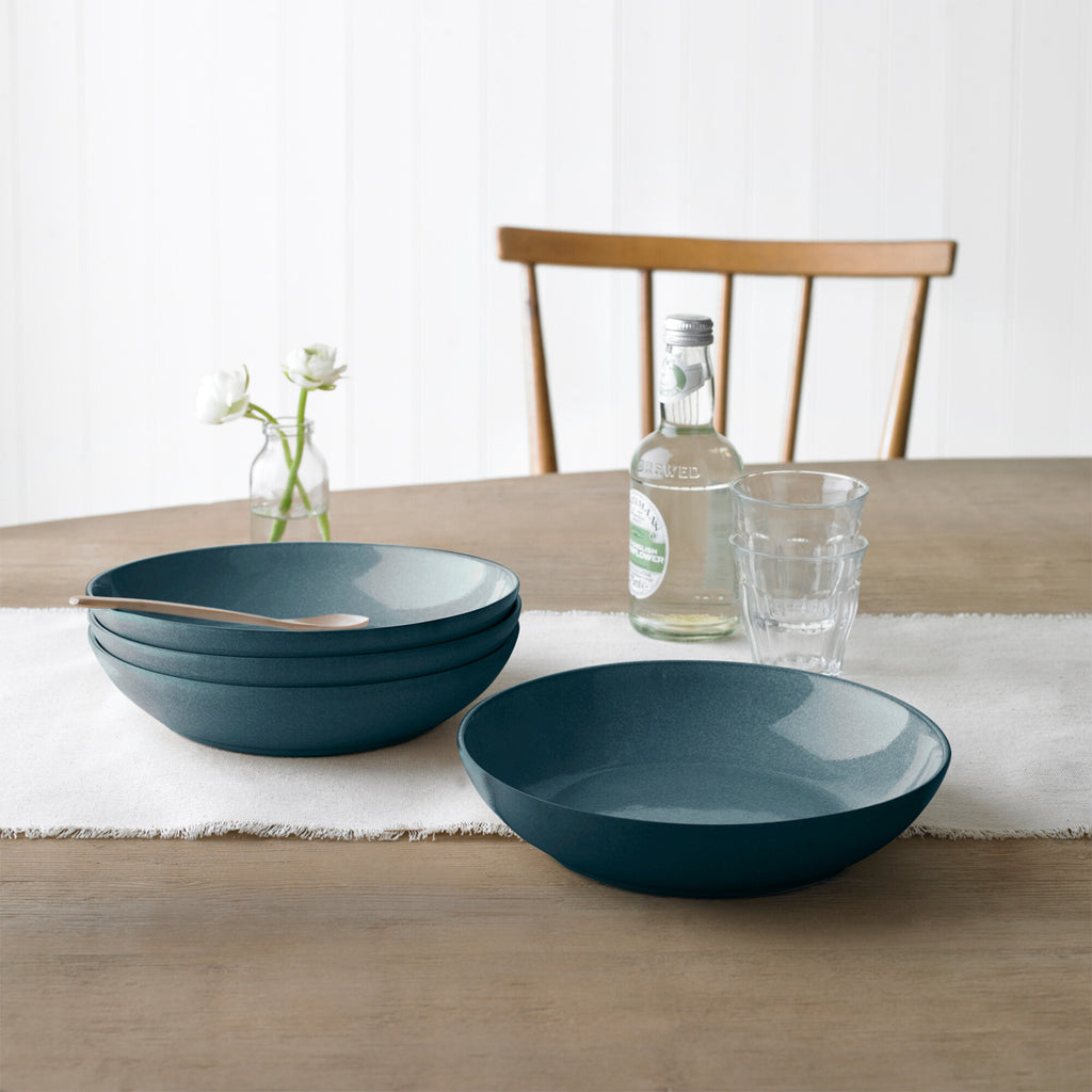 Elements Jade Dark Green Pasta Bowls - Set Of 4