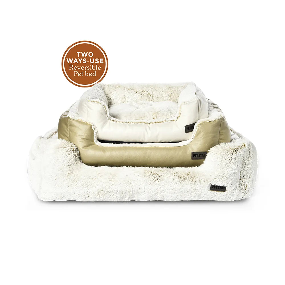 Reversible Pet Bed Soft Plush Dog Bed
