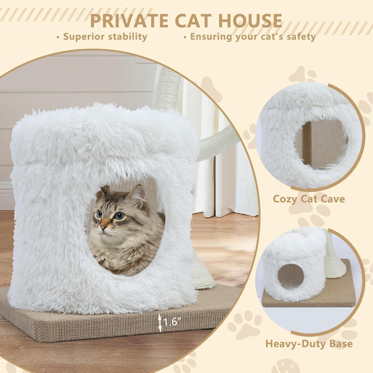 63" Tall Cat Tree Tower for Indoor Cats, Multi-Level Large Cat Climbing Furniture with Scratching Posts, Soft Perch, Cozy Cave, and Hanging Toys