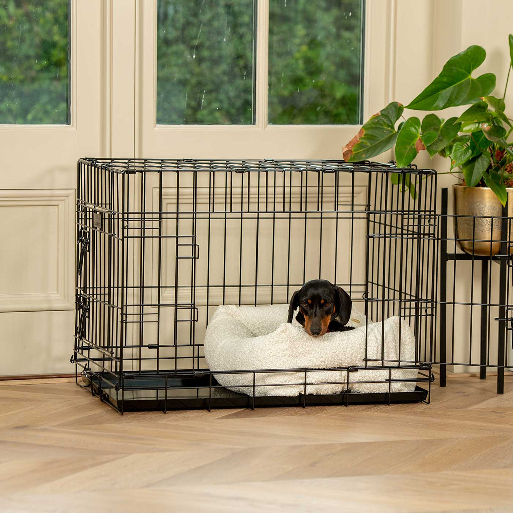 Cozy & Calming Puppy Cage Bed In Ivory Boucl