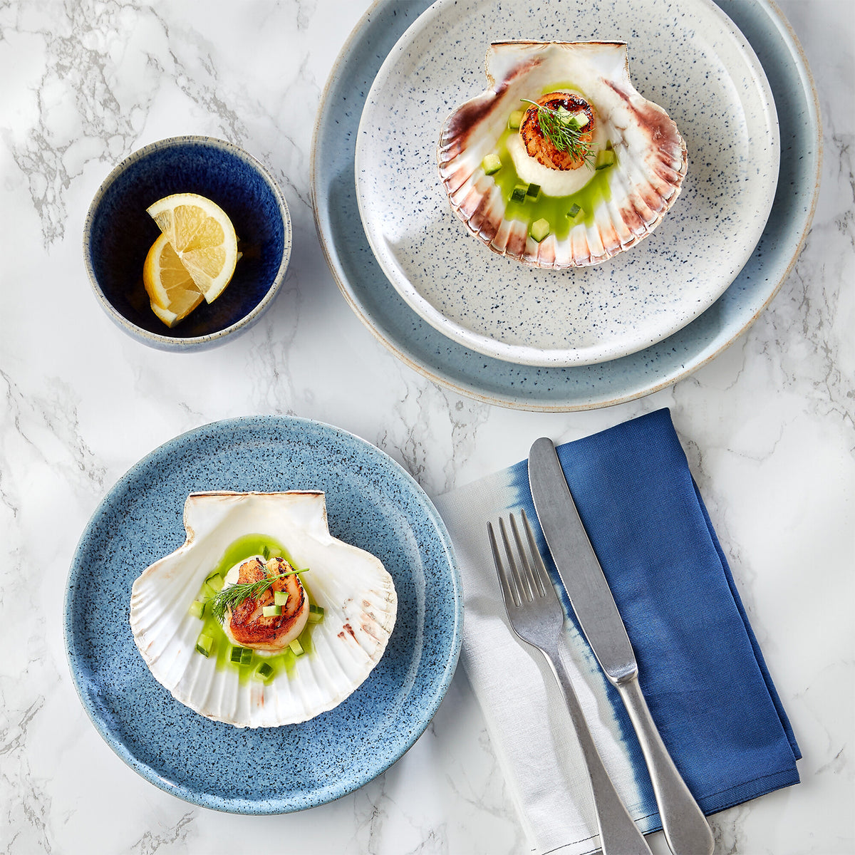 Studio Blue 4 Piece Coupe Small Plate Set