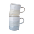 Kiln Lemon And Light Blue Ridged Mugs - Set Of 2
