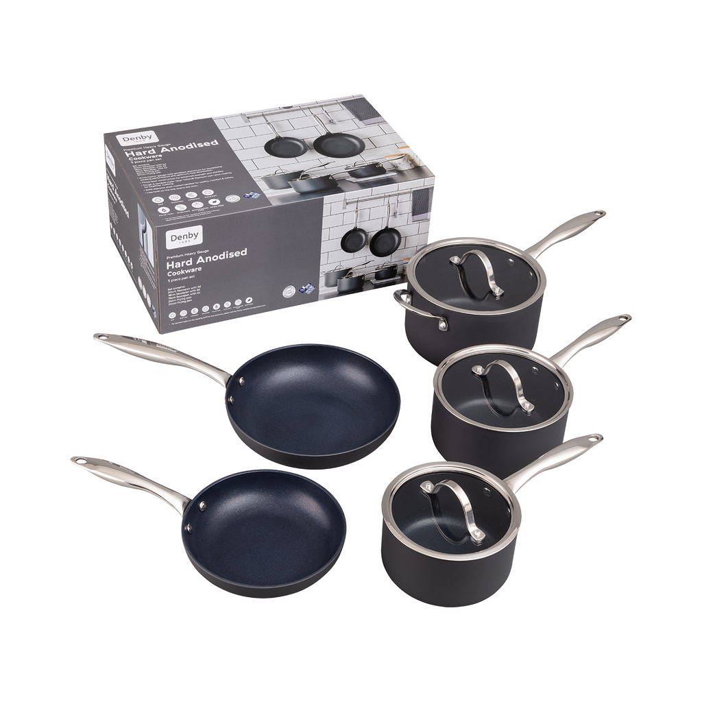 Hard Anodised 5 Piece Pan Set Induction Base