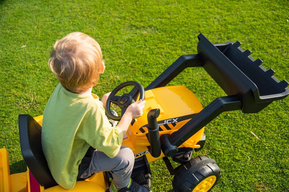 2026 12V Excavator Tractor Trailer Kids Ride On One Seater Electric Truck with RC and Wagon