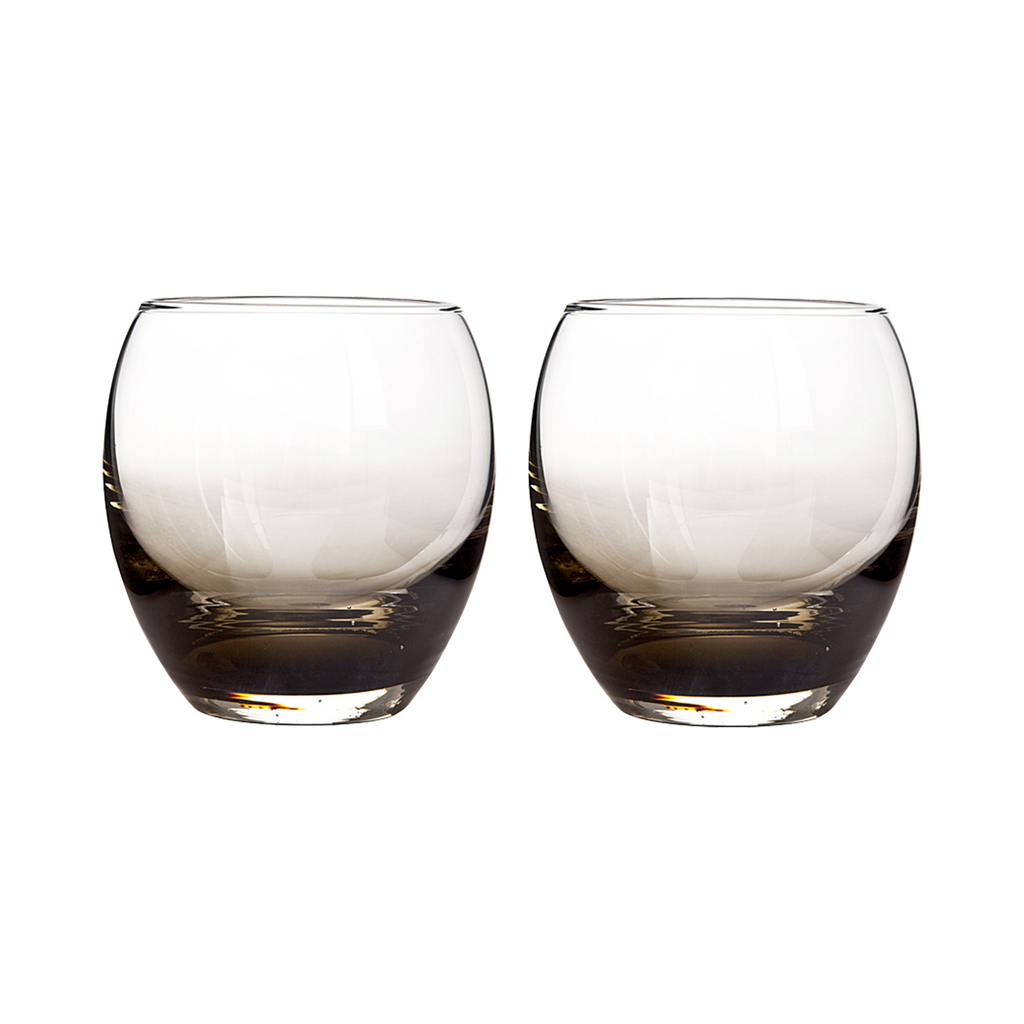 Contemporary Smoked Grey Small Tumblers - Set Of 2