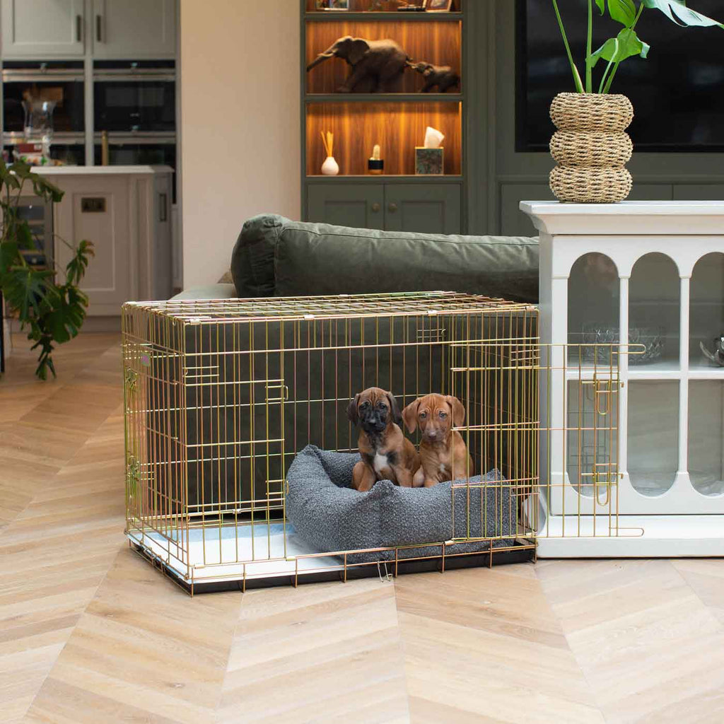 Cozy & Calming Puppy Cage Bed In Granite Boucl