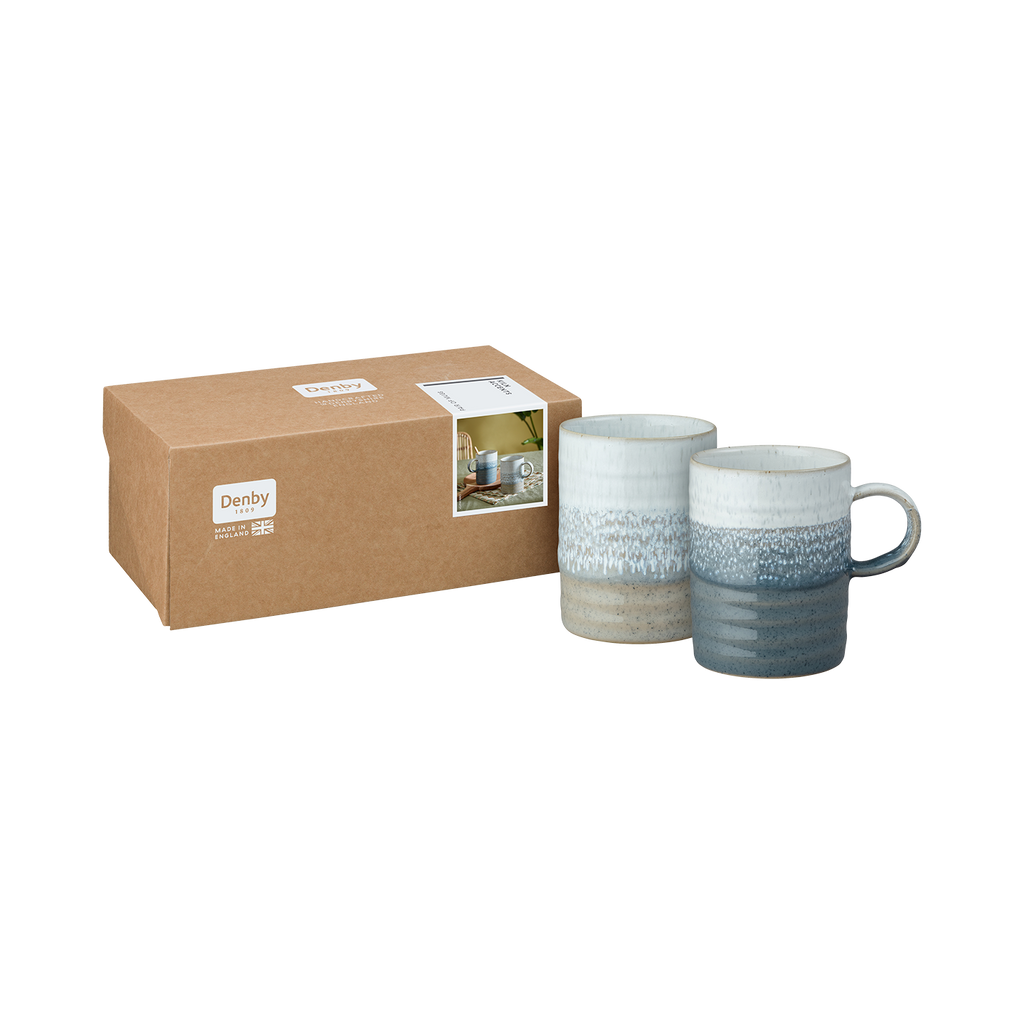 Kiln Accents Ridged Mugs (Taupe & Slate) - Set Of 2
