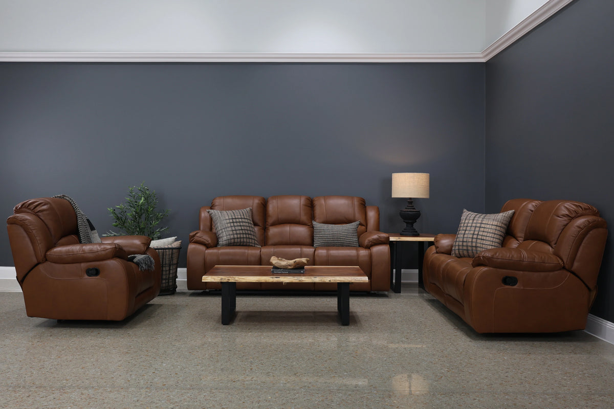Bendigo Manual Reclining Sofa Tan Leather