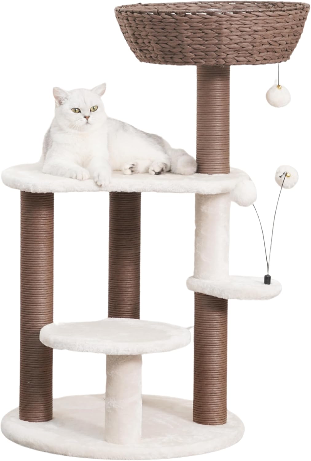 Petpals Handwoven Cat Tree with Condo, Top Bed & Sisal Scratching Posts