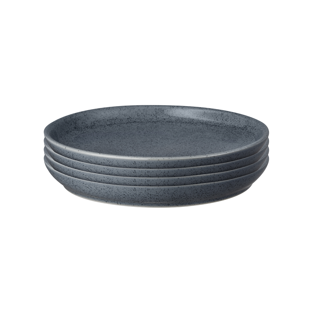 Dark Grey Speckle Coupe Dinner Plates - Set Of 4