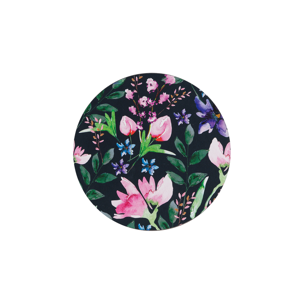 Dark Floral Round Coasters Pack Of 6