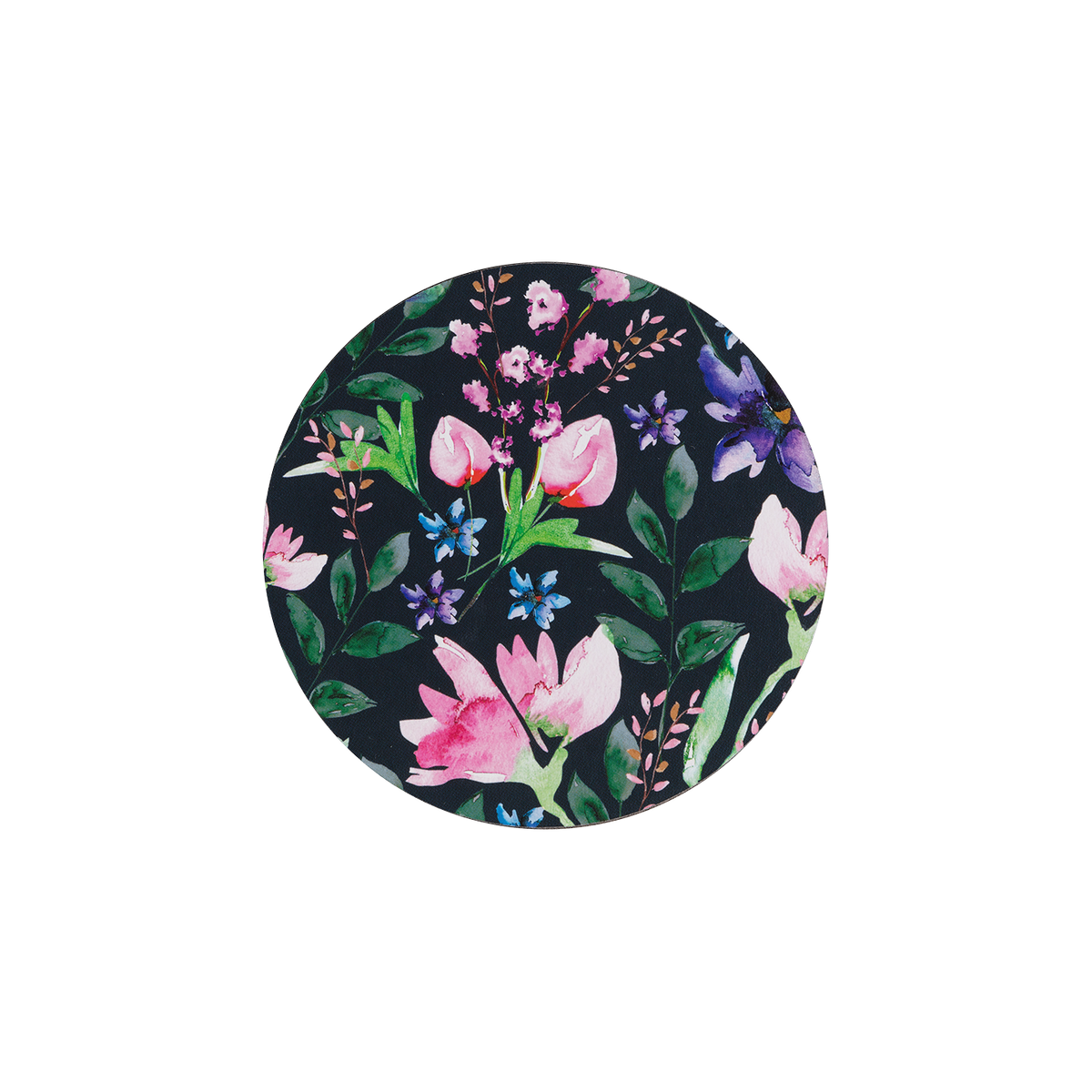 Dark Floral Round Coasters Pack Of 6