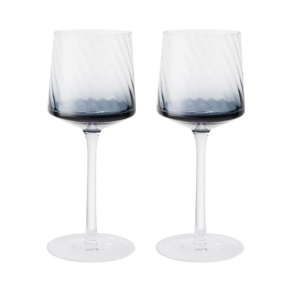 Contemporary Fluted Blue Wine Glass - Set Of 2