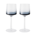 Contemporary Fluted Blue Wine Glass - Set Of 2