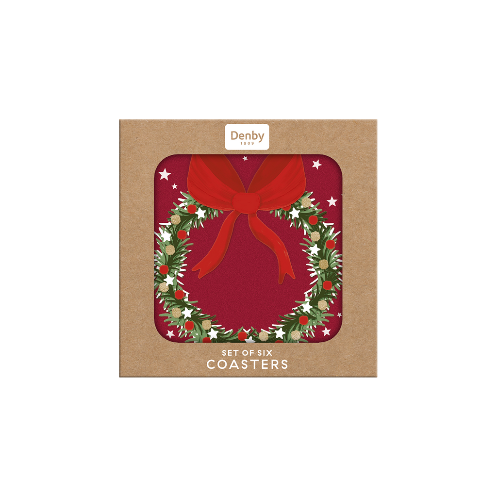 Denby Joy Wreath Round Set Of 6 Coasters