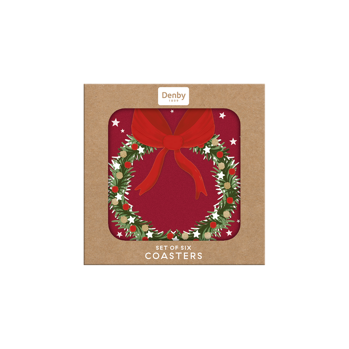 Denby Joy Wreath Round Set Of 6 Coasters