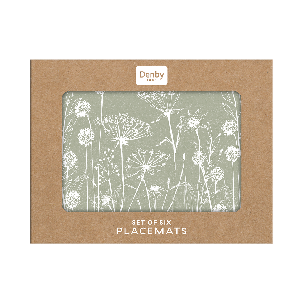 Denby Wild Flowers Sage Green Set Of 6 Placemats
