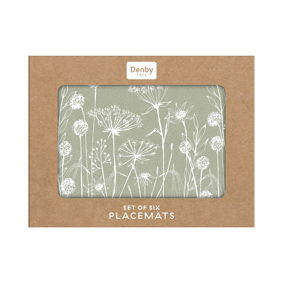 Denby Wild Flowers Sage Green Set Of 6 Placemats