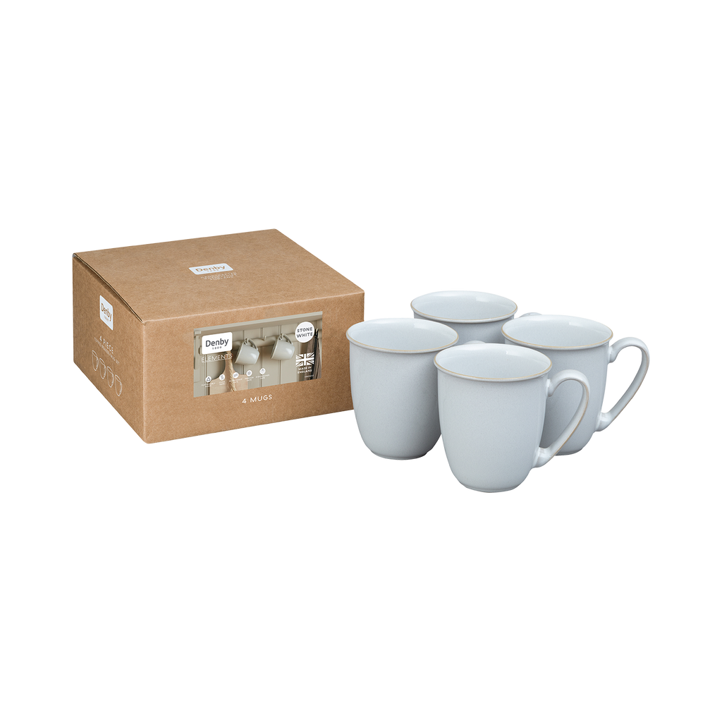 Elements Stone White Coffee Beaker/Mug - Set Of 4