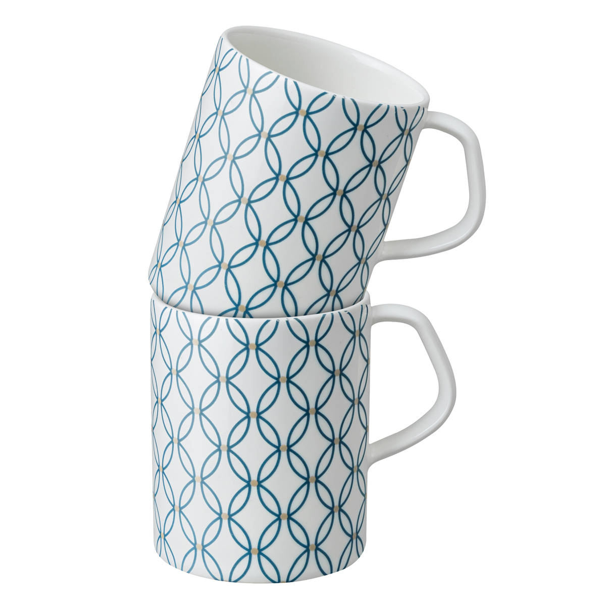 Porcelain Modern Deco Set Of 2 Small Mugs