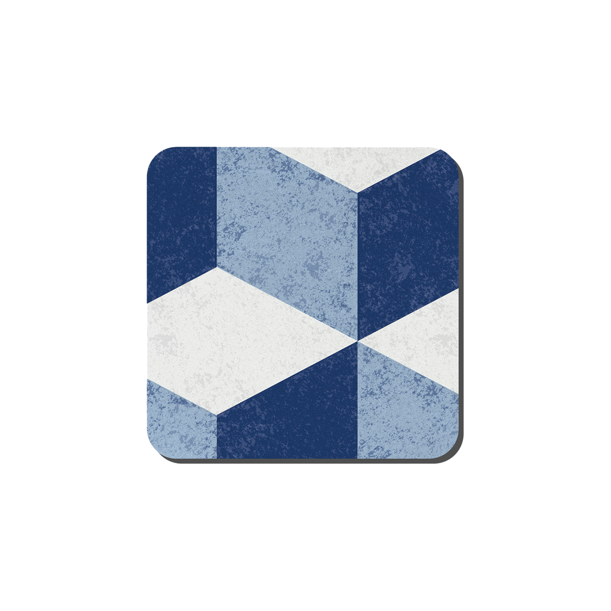 Blue Geometric Square Coasters - Set Of 6