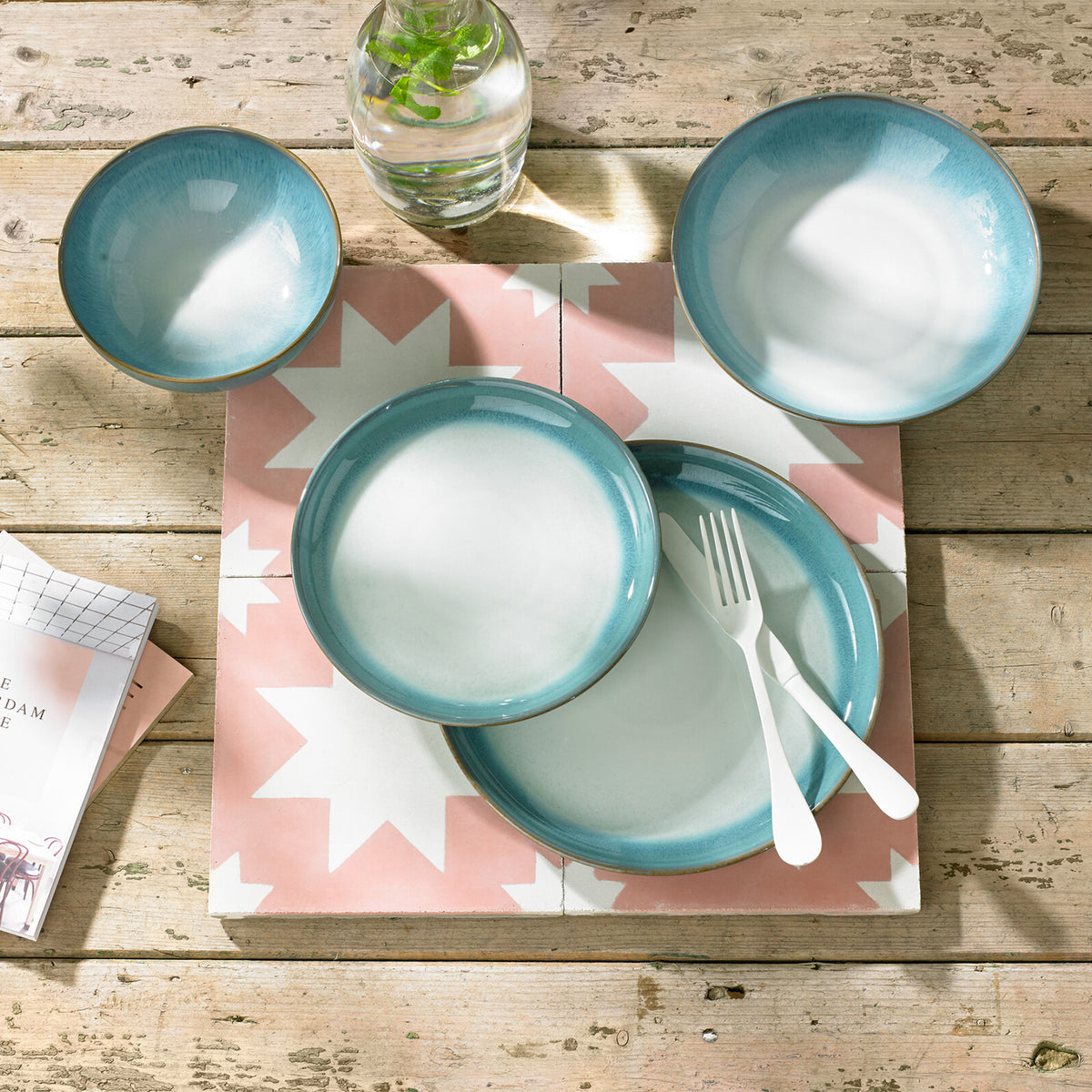 Azure Haze 12 Piece Coupe Dinner Set