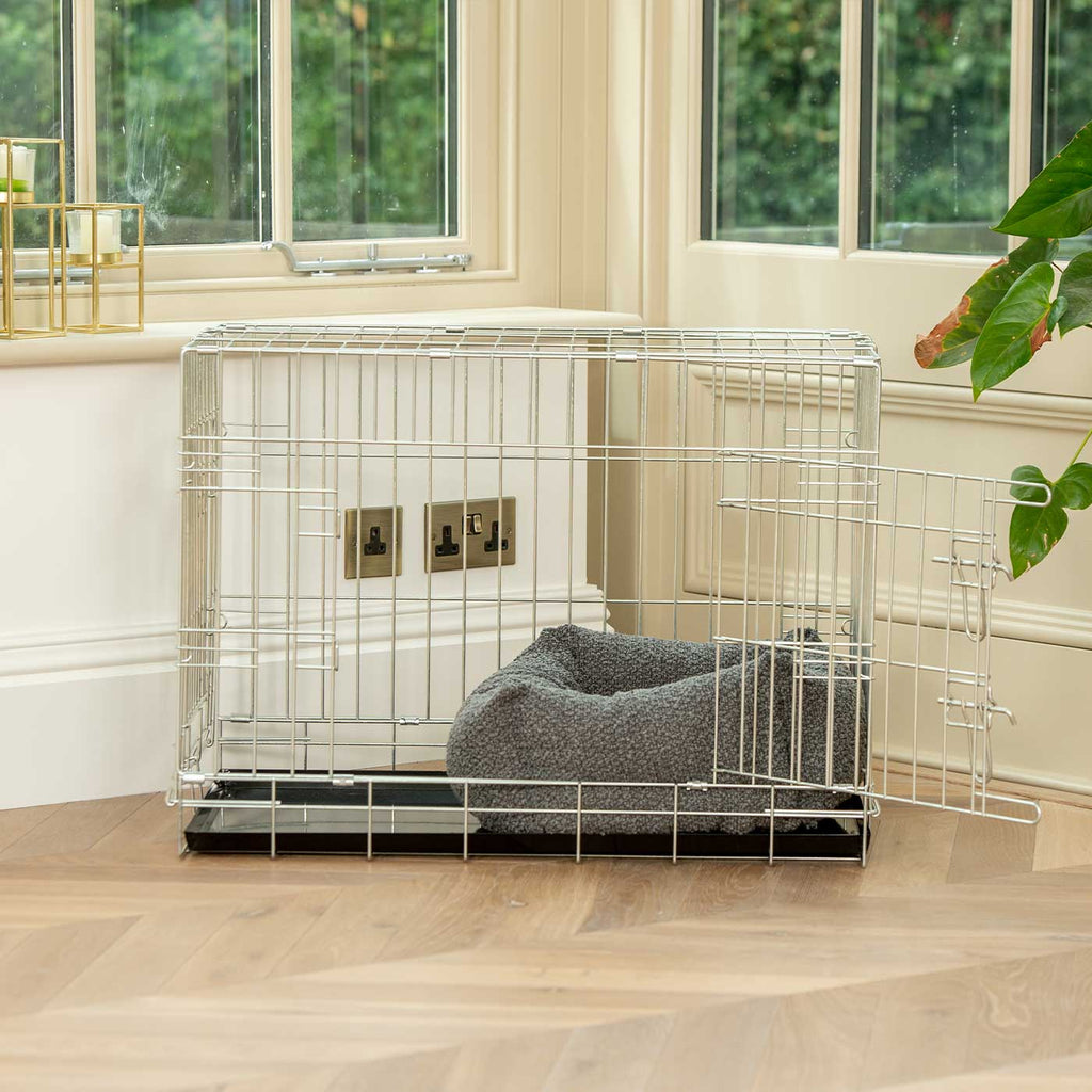 Cozy & Calming Puppy Cage Bed In Granite Boucl