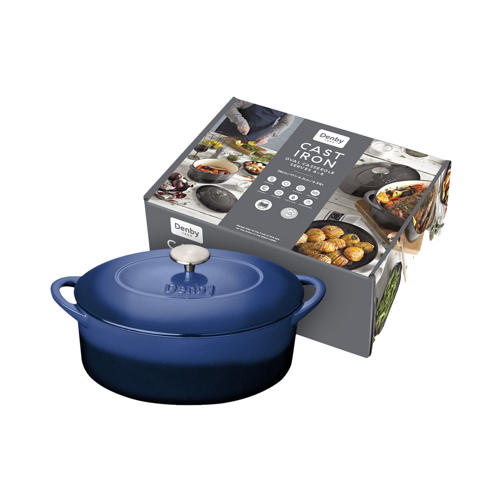 Cobalt 28cm Oval Cast Iron Casserole