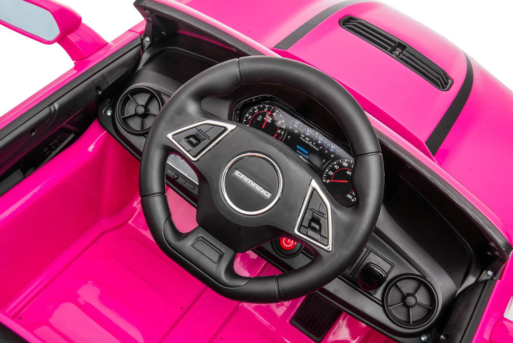 12V Chevrolet Camaro 2SS Kids Ride On One Seater Electric Car with Leather Seat, Rubber Tires and RC
