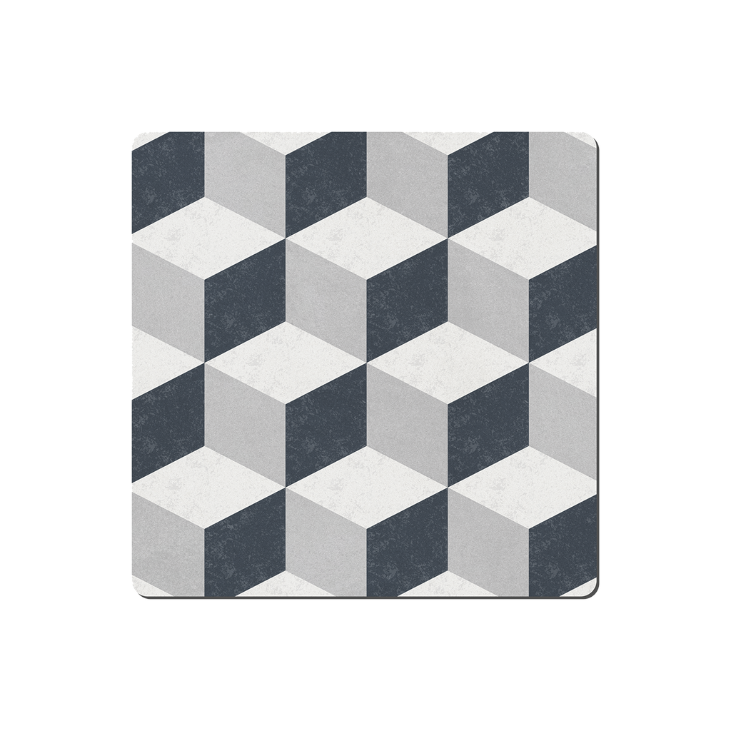 Grey Geometric Square Placemats - Set Of 6
