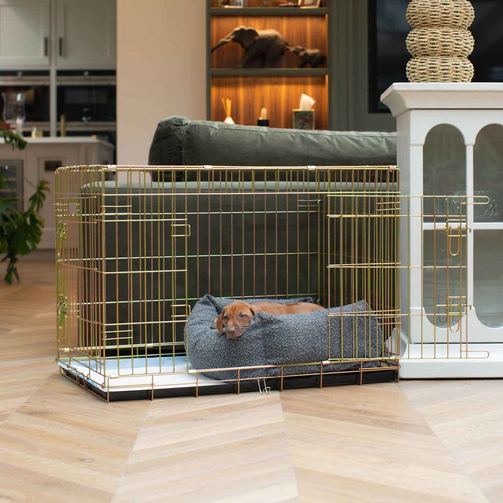 Cozy & Calming Puppy Cage Bed In Granite Boucl