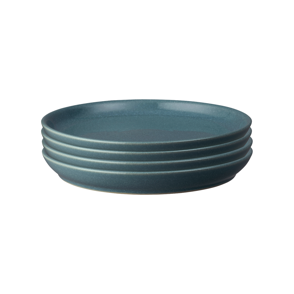Elements Jade Dark Green Coupe Dinner Plates - Set Of 4